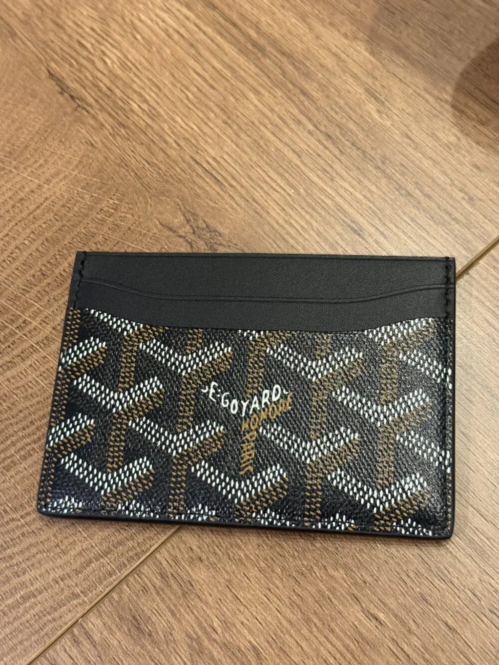 Goyard Saint Sulpice Card Holder Black Goyardine canvas with leather accents